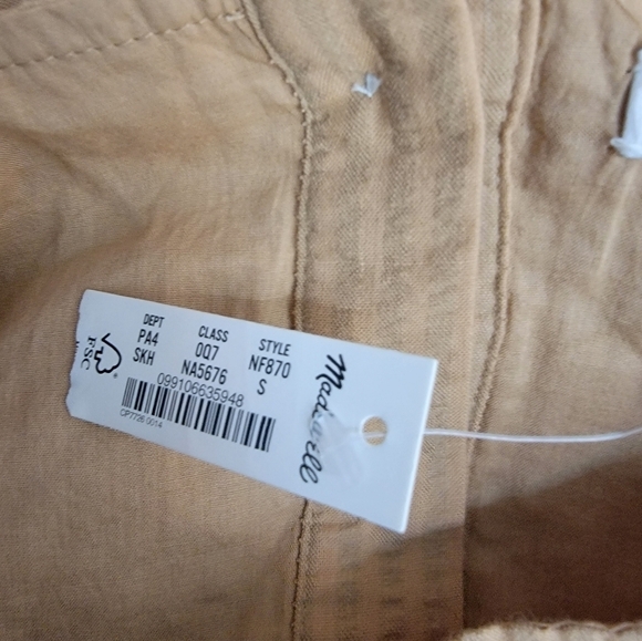 Madewell Dress Small Seersucker Puff Sleeve Cutout NF870 Brown NEW - Picture 7 of 10